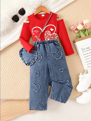 CONNJUTO JEANS + CARTERA DECORATIVA 