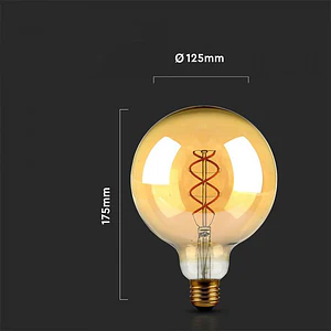Lâmpada de filamento LED G125 5W 2200K E27 âmbar V-TAC