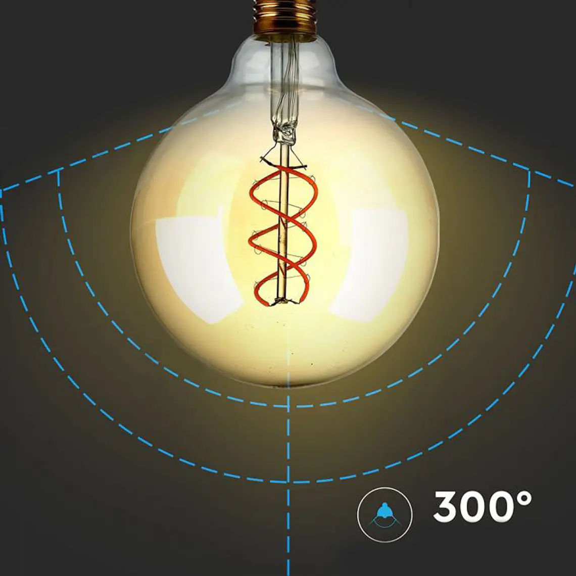 Lâmpada de filamento LED G125 DIM 5W 2200K E27 âmbar V-TAC 3