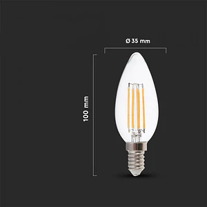 Lâmpada LED vela de filamento 4W E14 V-TAC