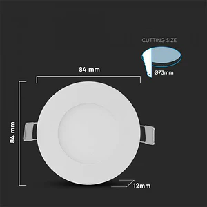Downlight de encastrar redondo 3W c/EMC driver V-TAC