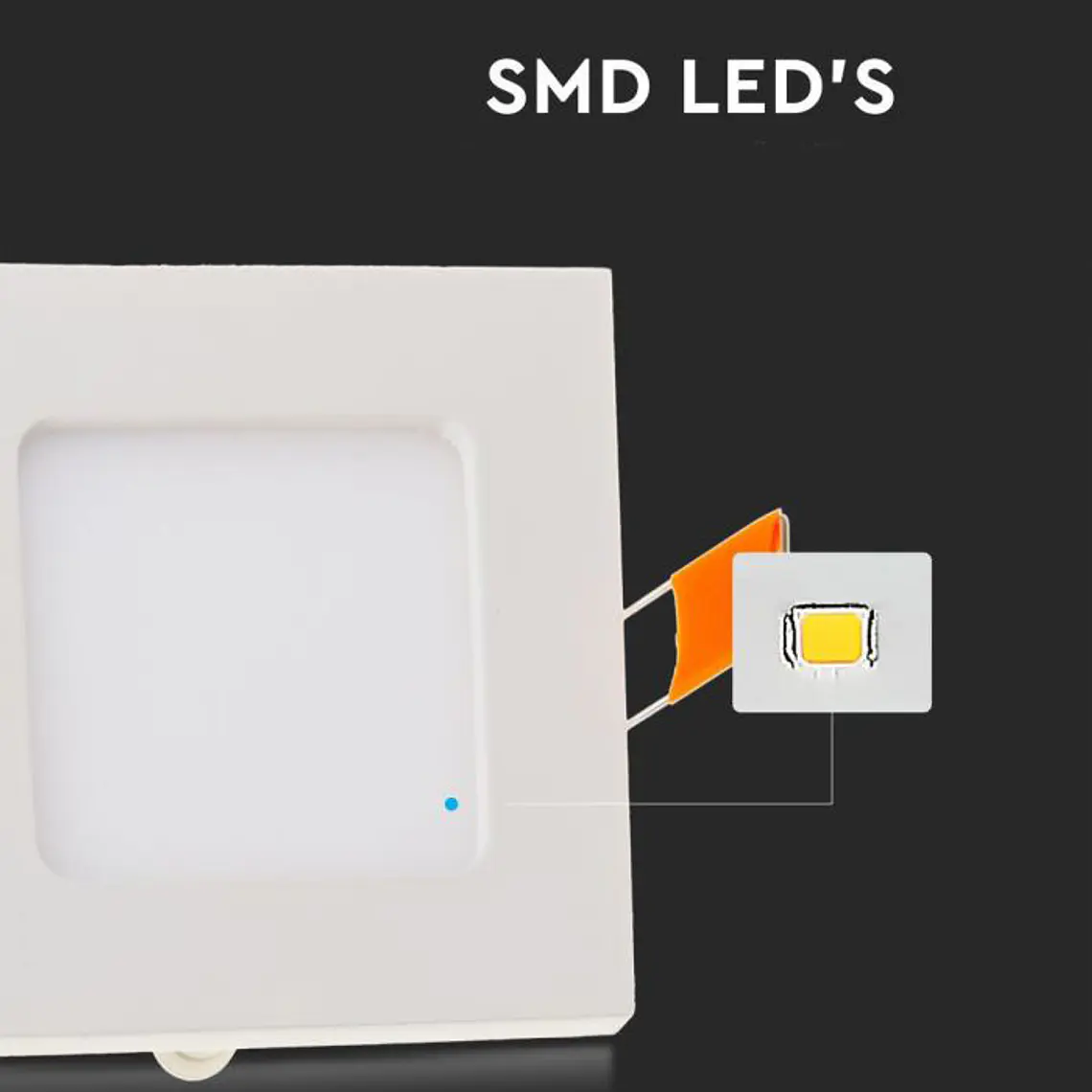 Downlight LED de encastrar quadrado 6W 4000K 120X120mm V-TAC 4
