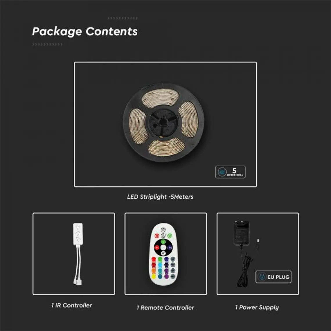 Kit de Fita LED 4W/M RGB+3IN1 EU PLUG V-TAC 7