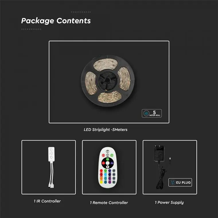 Kit de Fita LED 4W/M RGB+3IN1 EU PLUG V-TAC 7