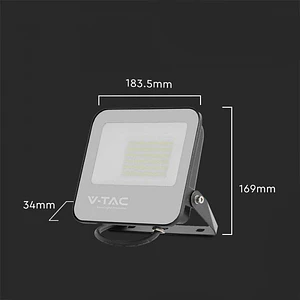 Projetor LED 50W 4000K 160lm/W IP65 Corpo Preto/Vidro Cinza V-TAC