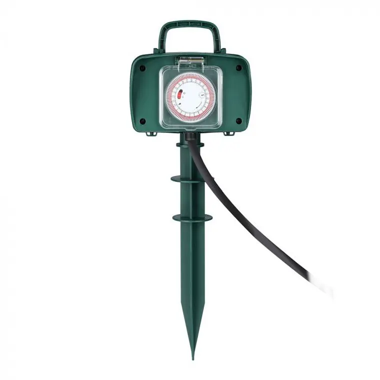 Tomada estaca jardim, 2 vias c/temporizador 3G1.5mm² X 3m IP44 V-TAC 1