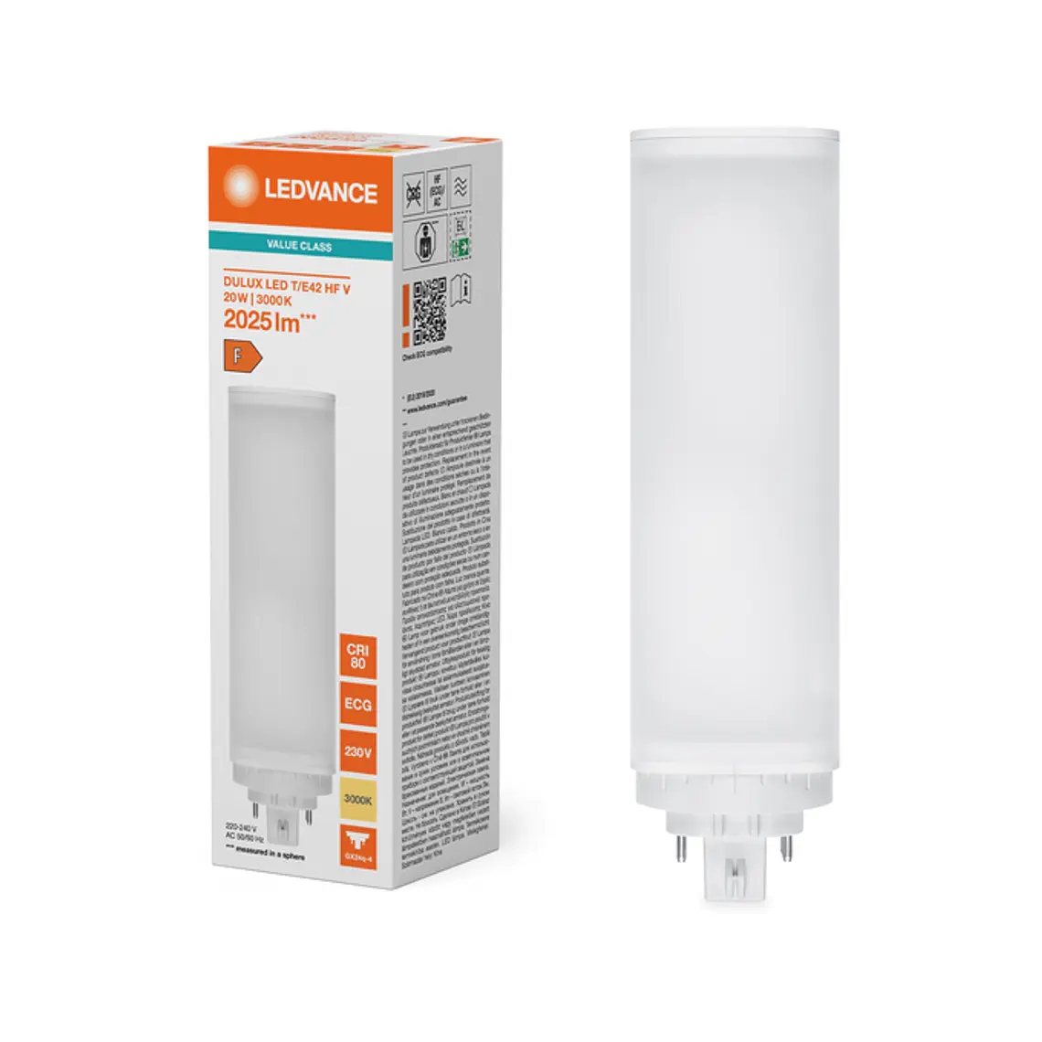 Lâmpada DULUX T/E LED HF & AC Mains 20W 830 GX24Q-4 Ledvance 3