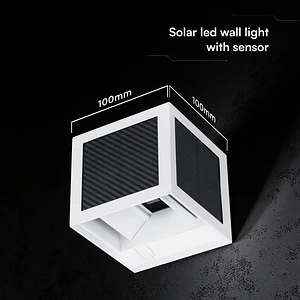 Aplique de parede solar LED 9W c/sensor PIR 3IN1 IP65 Branco V-TAC