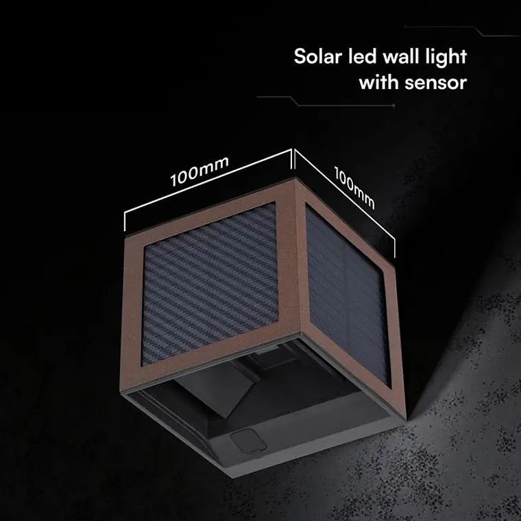 Aplique de parede solar LED 9W c/sensor PIR 3IN1 Castanho IP65 V-TAC 2