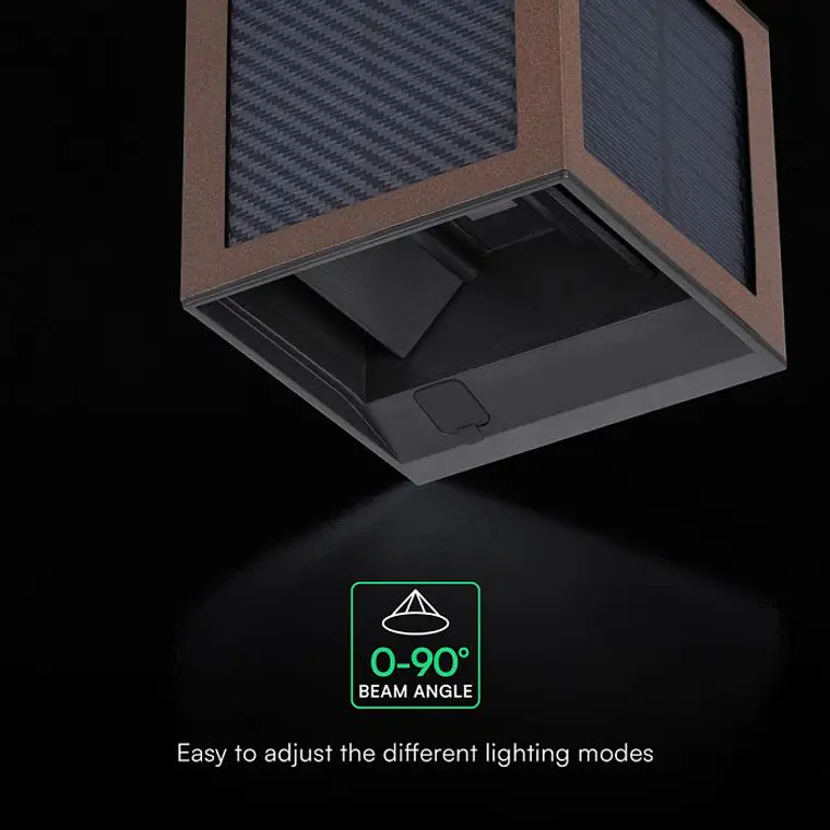 Aplique de parede solar LED 9W c/sensor PIR 3IN1 Castanho IP65 V-TAC 3