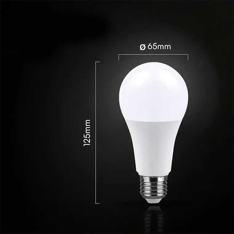 Lâmpada LED Plastic 15W A65 6500K E27 200° chip CREE V-TAC 2