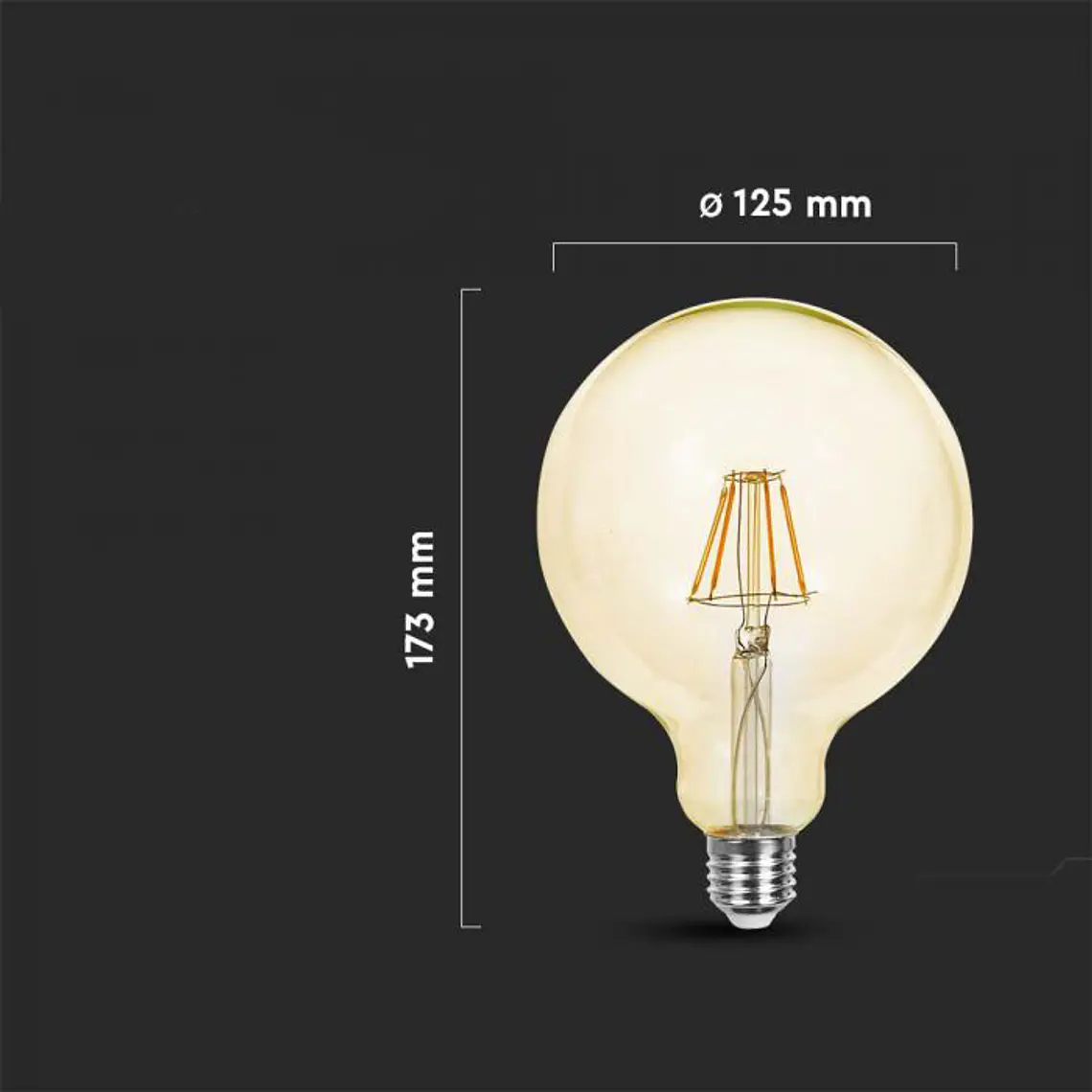 Lâmpada de filamento LED G125 12W 2200K E27 âmbar V-TAC 3