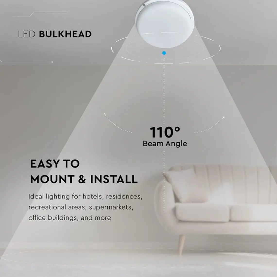 Plafon Bulkhead LED 24W 6500K 240mm IP54 V-TAC 5