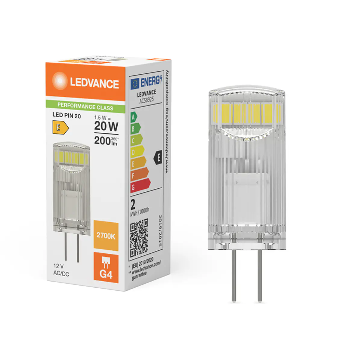 Lâmpada LED PIN 20 P 1.5=20W 827 12V G4 CL 320° Ledvance 3