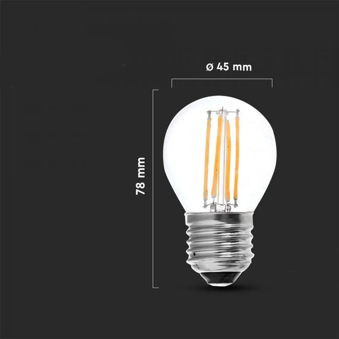 Lâmpada LED de filamento 4W 3000K E27 G45 V-TAC 2