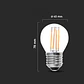 Lâmpada LED de filamento 4W 3000K E27 G45 V-TAC - Thumbnail 2