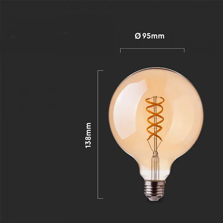 Lâmpada LED de filamento 5W 2200K E27 G95 âmbar V-TAC 2