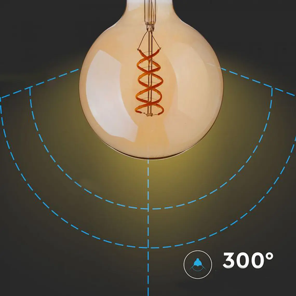 Lâmpada LED de filamento 5W 2200K E27 G95 âmbar V-TAC 3