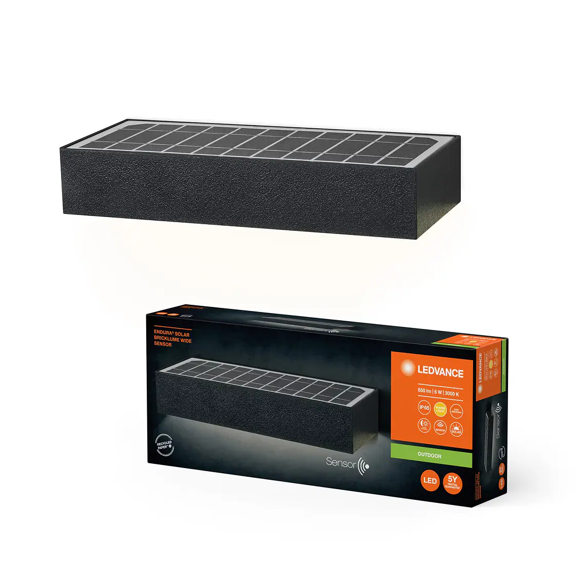 Painel Endura style solar bricklume sensor wide Cinza escuro Ledvance 3