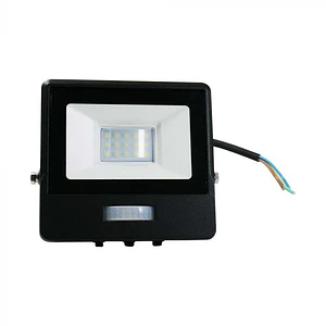 Projetor LED 10W 6500K sensor PIR, Chip Samsung, 1m cabo Corpo Preto IP65 V-TAC