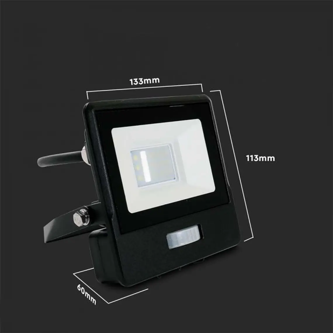 Projetor LED 10W 6500K sensor PIR, Chip Samsung, 1m cabo Corpo Preto IP65 V-TAC 4