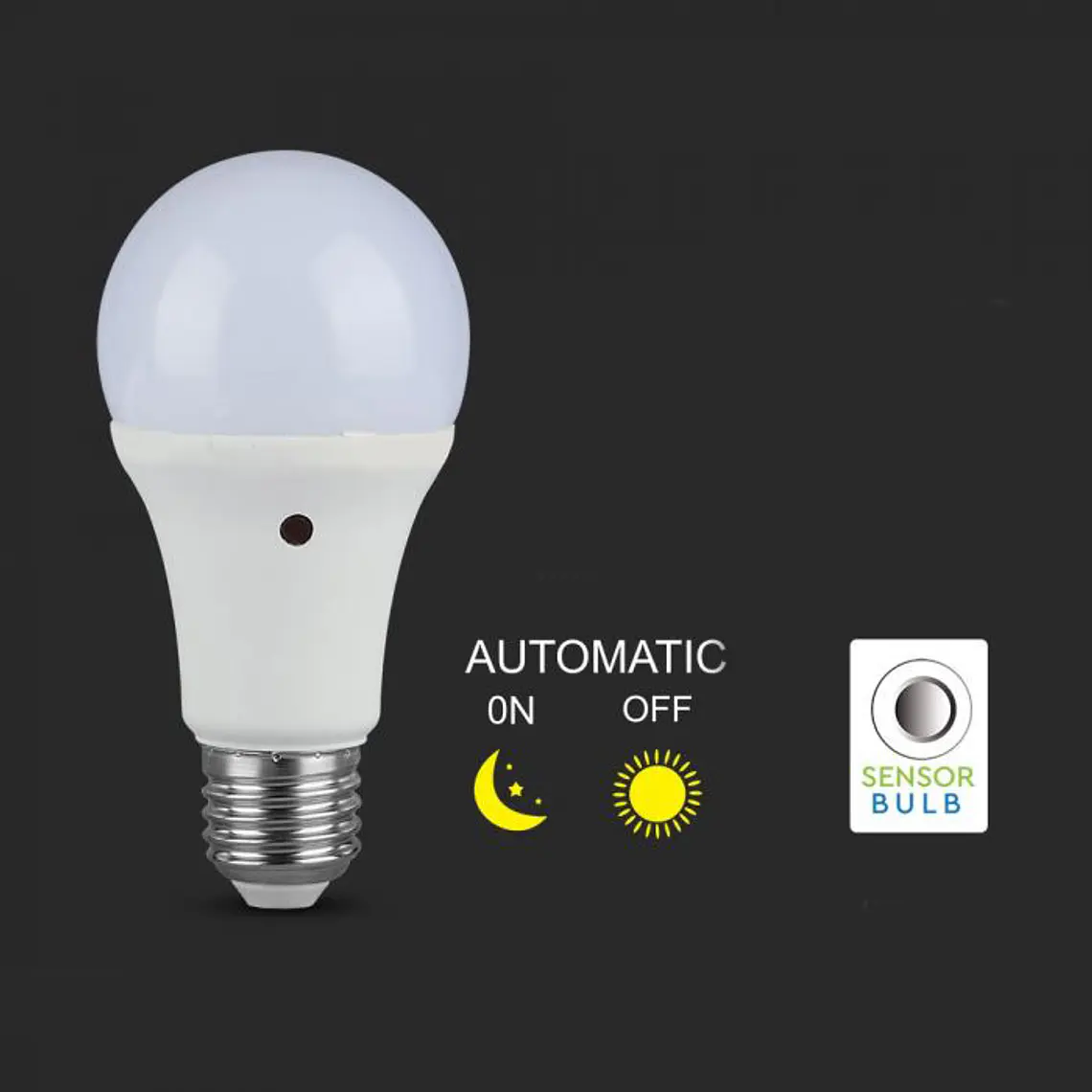 Lâmpada LED Plastic 9W 4000K E27 A60 200° c/sensor V-TAC 4