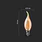 Lâmpada LED vela de filamento 4W 2200K E14 âmbar V-TAC - Thumbnail 2