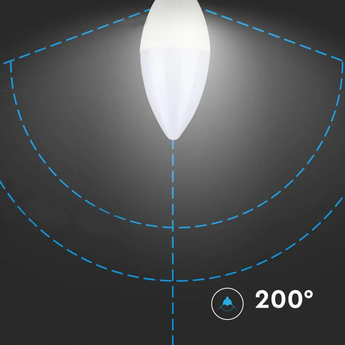 Lâmpada LED vela Chip Samsung 5.5W E14 C37 V-TAC 5