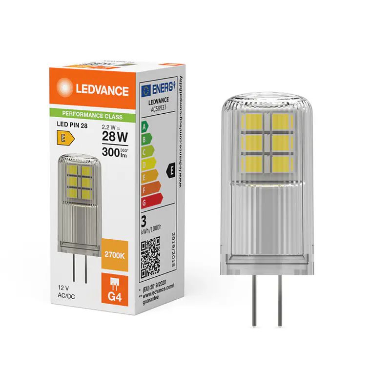 Lâmpada LED PIN 28 P 2.2W 827 G4 320° Clear Ledvance 3