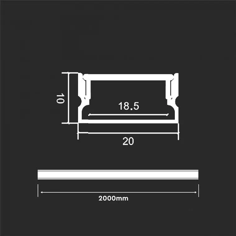 Perfil com Kit para Fita LED 2000X20X10mm Prata V-TAC 2