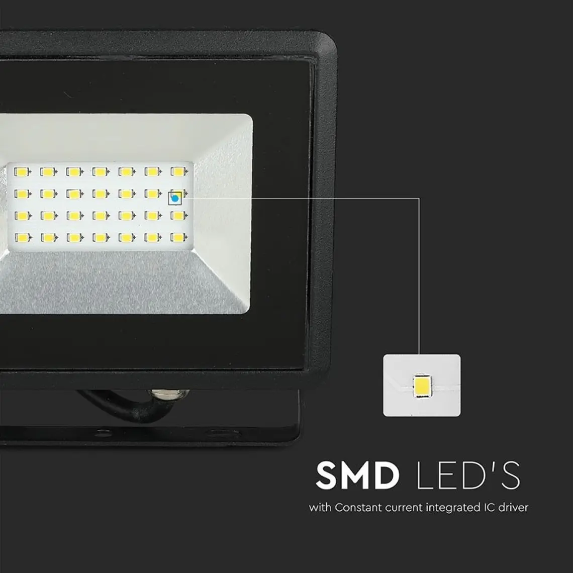 Projetor LED E-Series SMD 20W 3000K Corpo Preto V-TAC 6