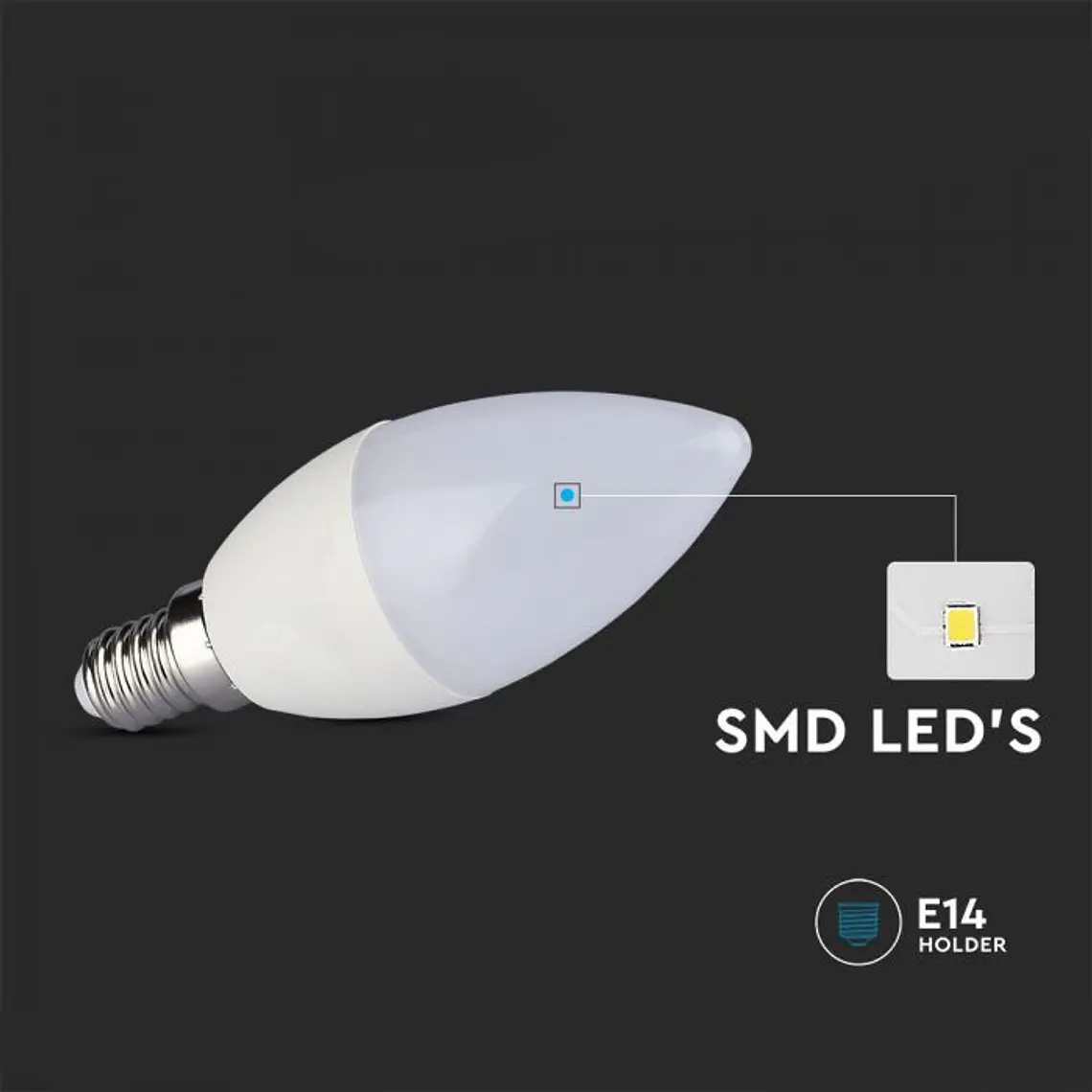 Lâmpada vela LED 5.5W 4000K E14 V-TAC 4