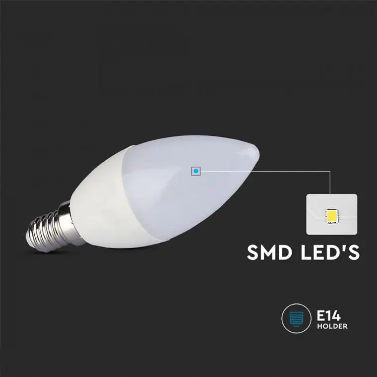 Lâmpada vela LED 5.5W 4000K E14 V-TAC 4