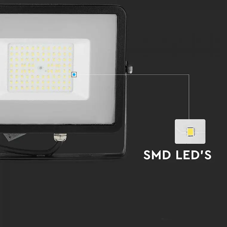 Projetor SMD LED Chip Samsung 50W 6500K Corpo Preto/Vidro Cinza V-TAC 6
