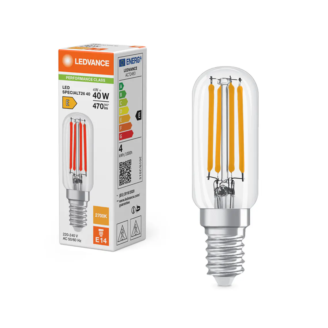 Lâmpada LED Special T26 40 Filament P 4W 827  E14 300° Clear Ledvance 3