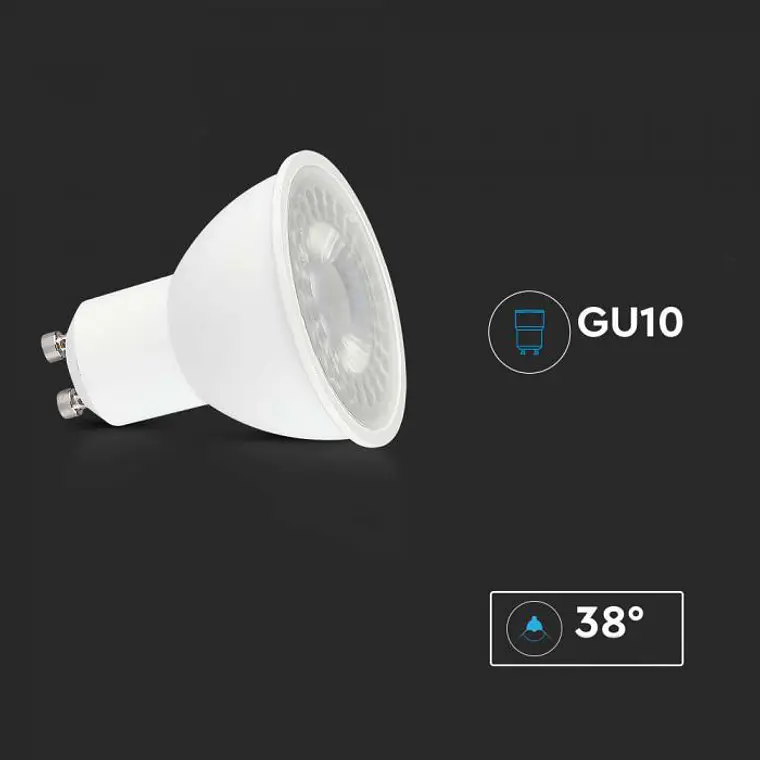 Lâmpada LED Plastic Spotlight Chip Samsung 7.5W 6500K GU10 38° V-TAC 4