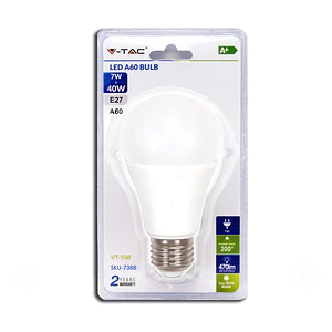 Lâmpada LED 7W 4500K E27 A60 V-TAC