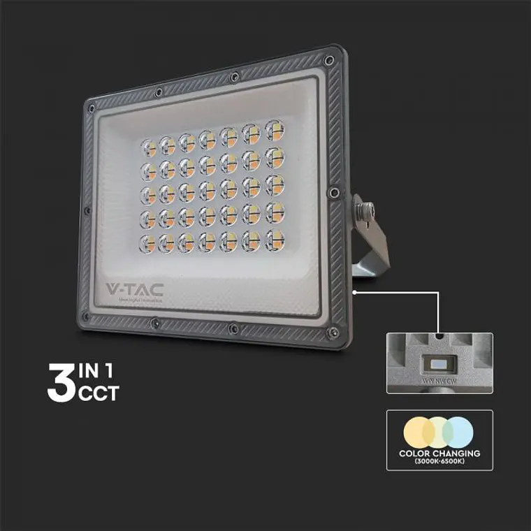 Projetor 30W LED 3IN1 GUN Corpo Cinza V-TAC 4