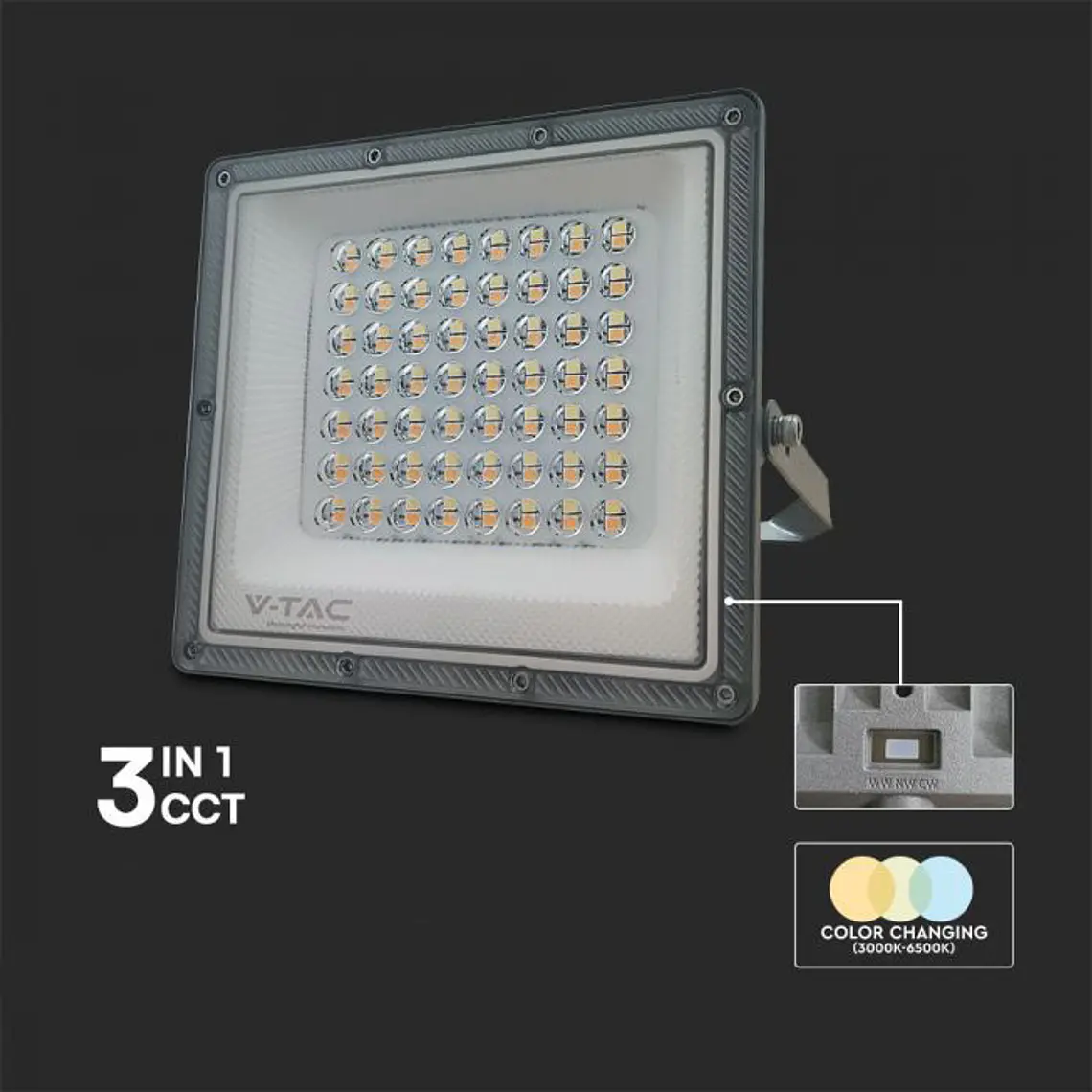Projetor 50W LED 3IN1 GUN Corpo Cinza V-TAC 3