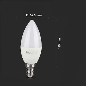 Lâmpada vela Smart 4.8W E14 compatível c/Alexa e Google home RGB+WW+CW V-TAC