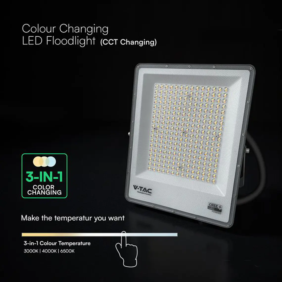 Projetor 200W LED Chip CREE CCT 3IN1 V-TAC 3