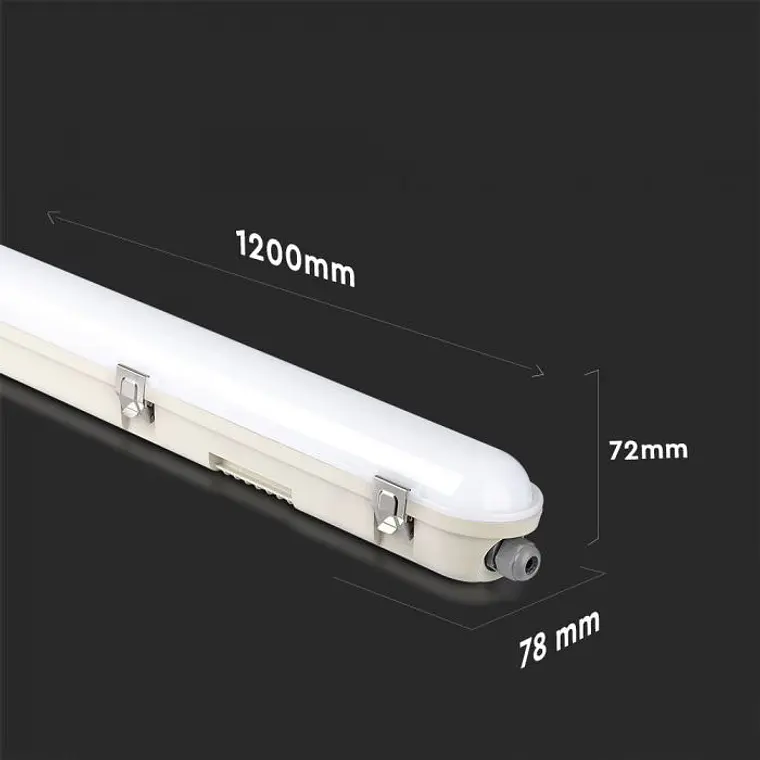 Armadura estanque 36W LED WP 120CM Samsung Chip Milky cover+SS clips 4000K V-TAC 5
