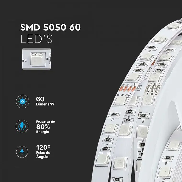 Fita LED 10W/M 6400K IP20 24V V-TAC 3