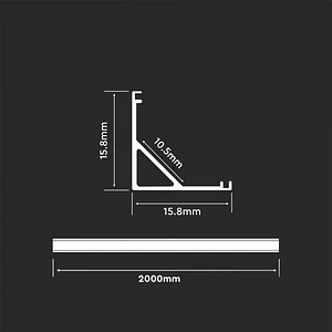 Perfil com Kit para Fita LED 8109 2000X15.8X15.8MM Prata V-TAC