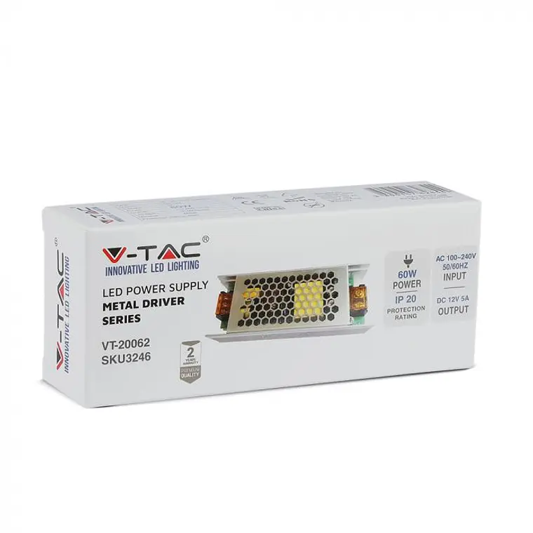 Driver LED SLIM 60W 12V 5A IP20 V-TAC 4