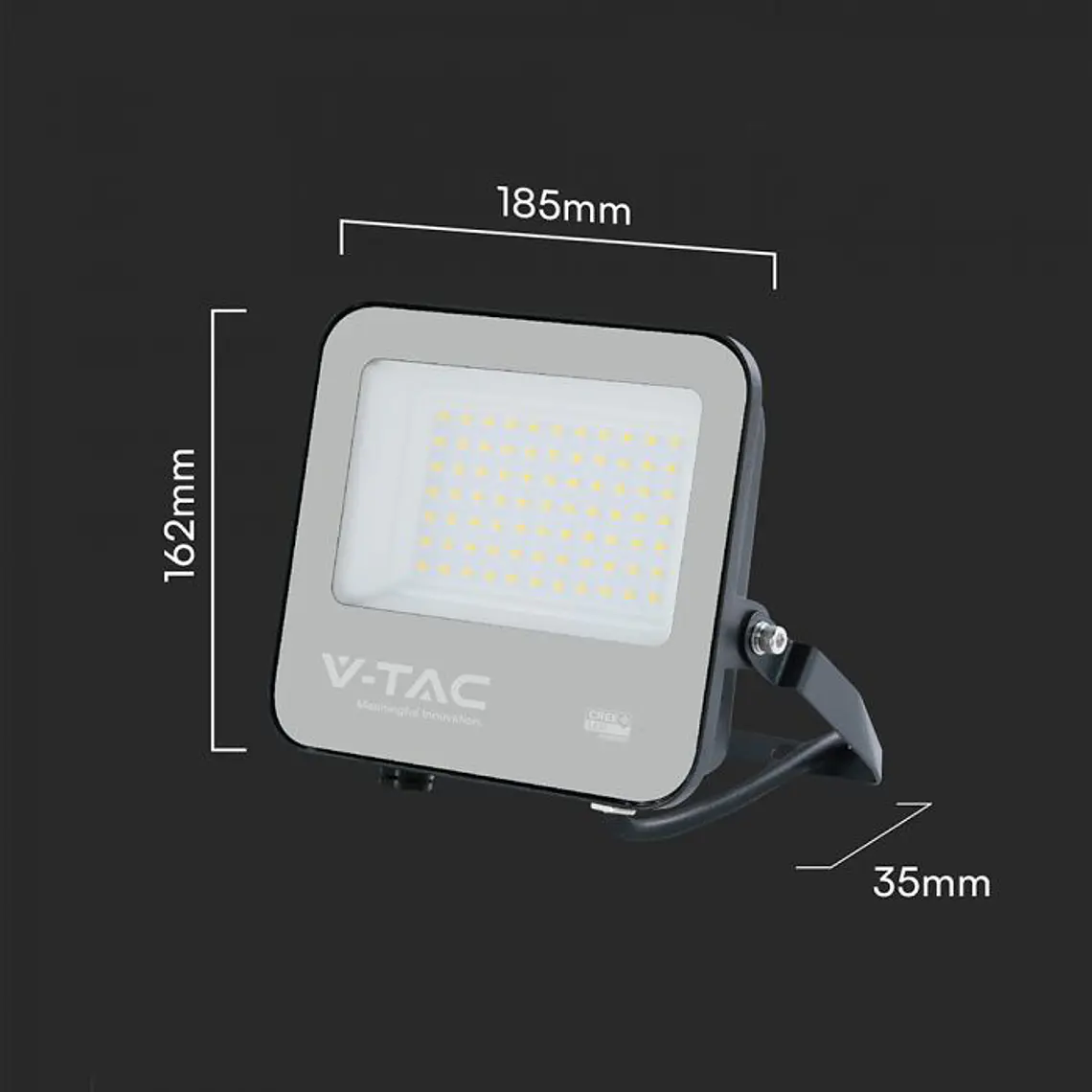 Projetor 50W 6500K 135LM/W IP65 chip CREE Corpo Preto/Vidro Cinzento V-TAC 2