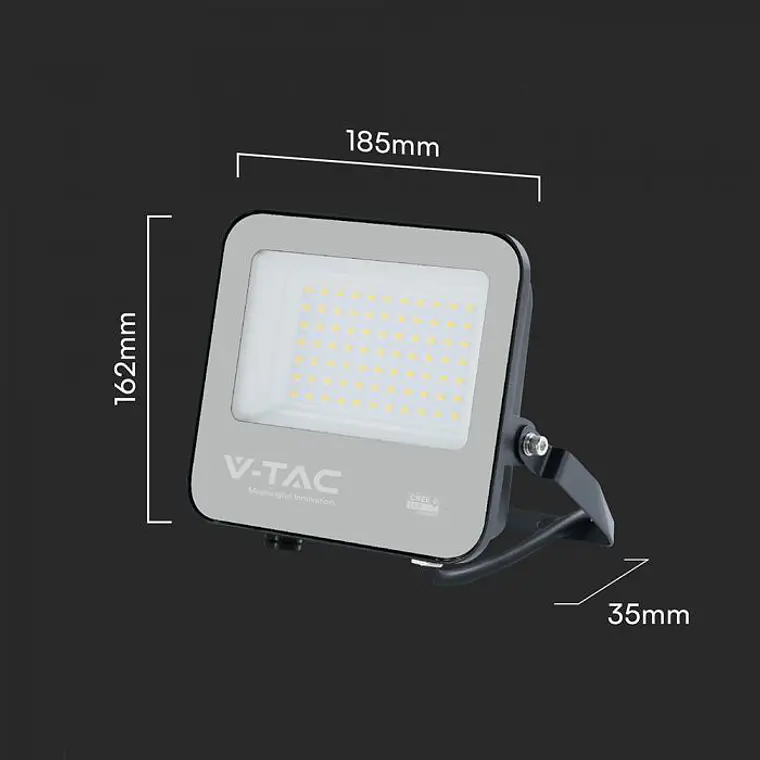 Projetor 50W 6500K 135LM/W IP65 chip CREE Corpo Preto/Vidro Cinzento V-TAC 2