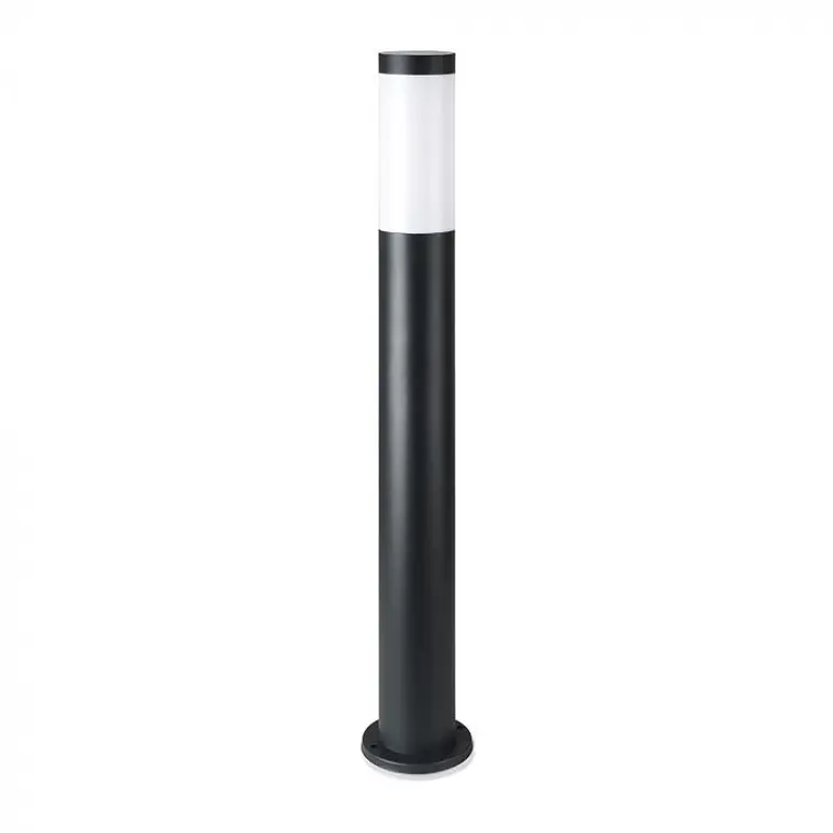 Baliza c/lâmpada (E27) 800mm IP44 aço inoxidável preta V-TAC 1