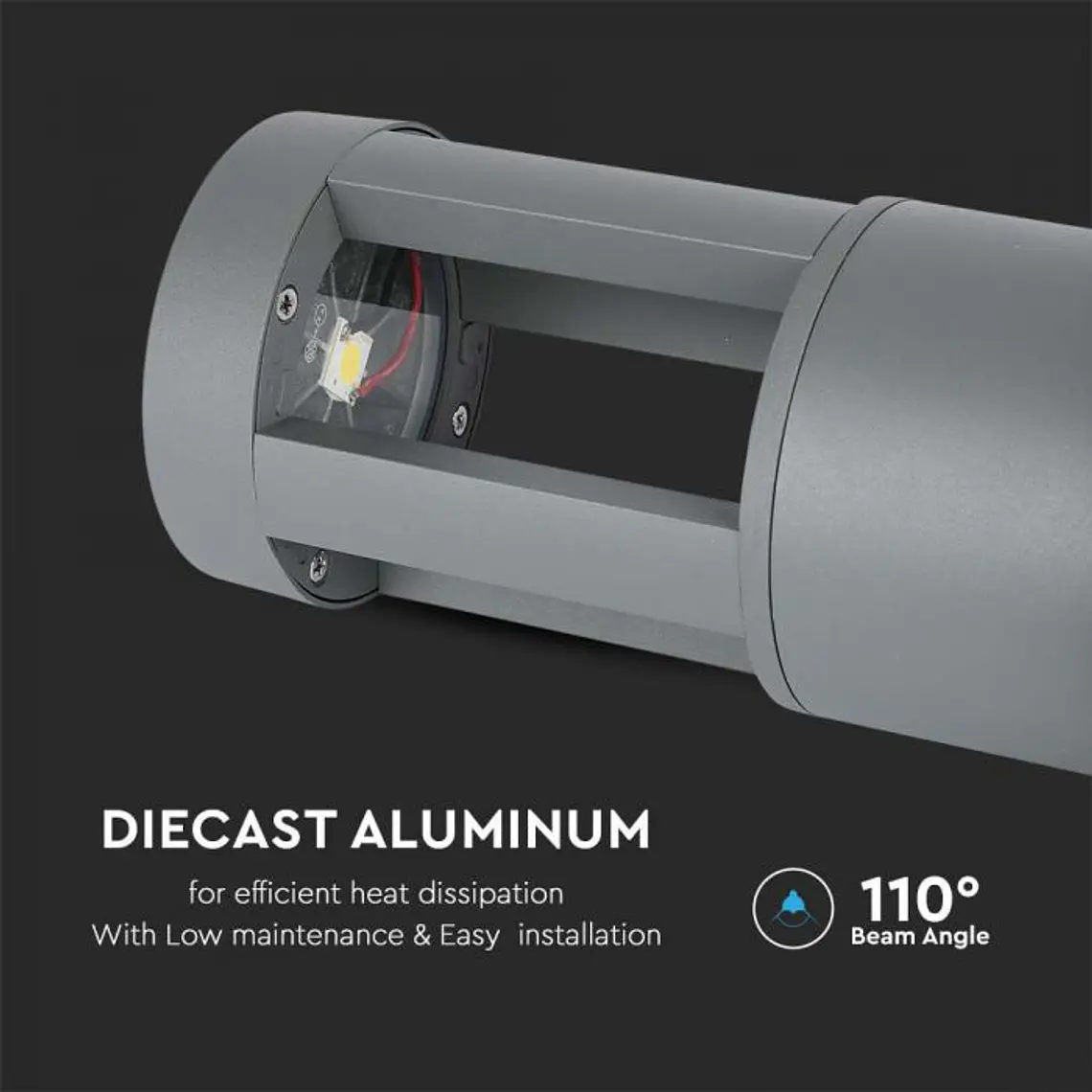 Baliza c/lâmpada LED 250mm 10W cinza V-TAC 6