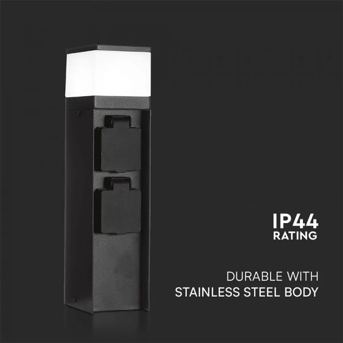 Coluna jardim c/lâmpada e 2 tomadas IP44 V-TAC 4